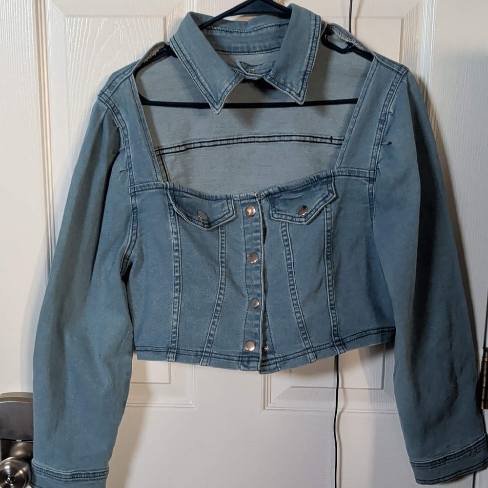 Denim Crop Jean Jacket - Blue